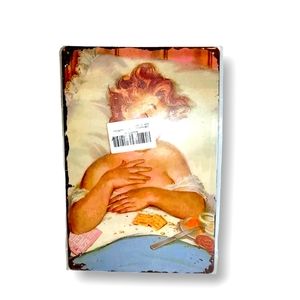 Novelty Sleeping Pinup Girl Metal Tin Sign